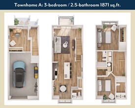 3 bed/2.5 bath Townhome A H-C floor plan